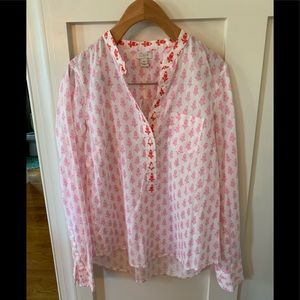 J Crew light weight pink print top